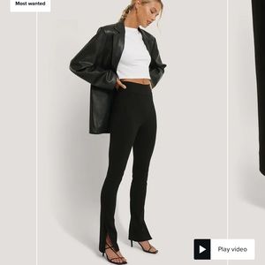 Slim Fit Stretch Slit Hem Pants